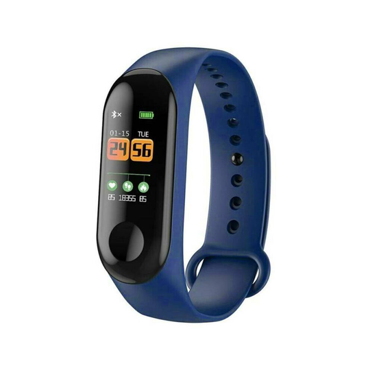(Blue) Smart Watch M4 Heart Rate Blood Pressure Fitness FIT#BIT Sport Tracker Wristband