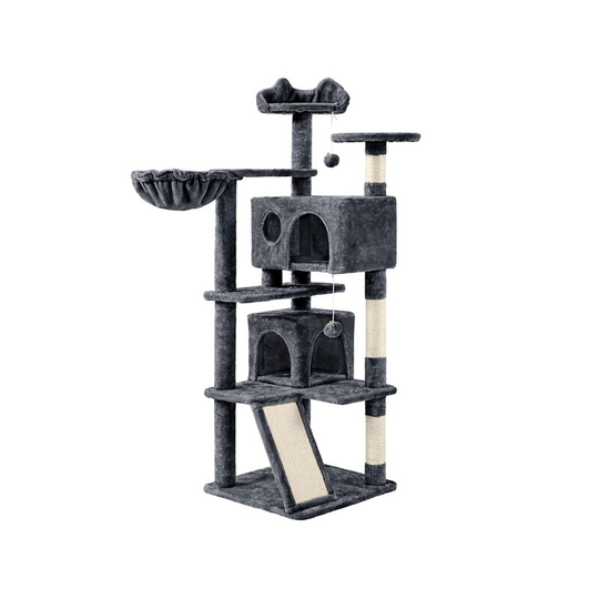 55'H Cat Tree Tower Kitten Tree for Kittens/Small Cats,Dark Gray - dark gray - Yaheetech