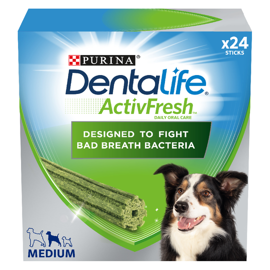 Purina Dentalife ActivFresh Daily Dental Care Snacks for Medium Breed Dogs - 24 Sticks