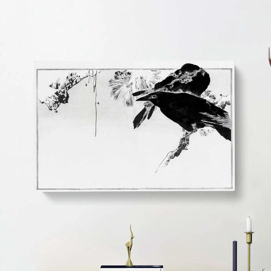 Perched Japanese Crows by Watanabe Seitei - Wrapped Canvas Graphic Art Print