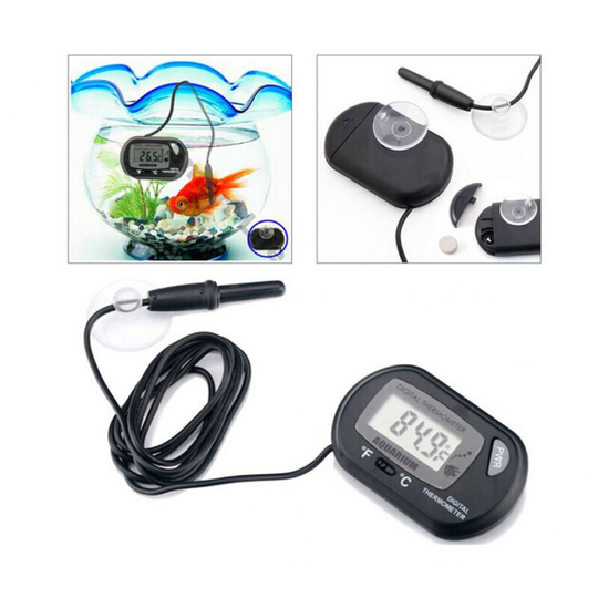 Thsinde - Digital lcd Aquarium Thermometer with Suction Cups and Waterproof Probe for Aquarium Fish Tank, Vivarium Reptile Terrarium