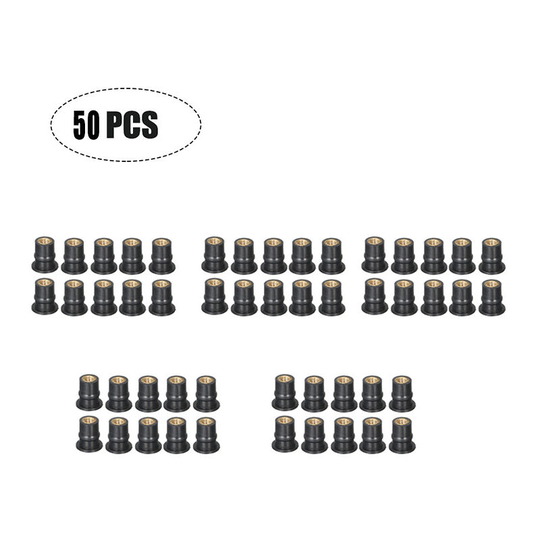Sun Flowergb - M5 5mm Rubber Nuts, Motorcycle Windshield Fairing Fastener Fastener Tool, Fastener Nuts, Motorcycle Accessories, Brass Nuts (50pcs)