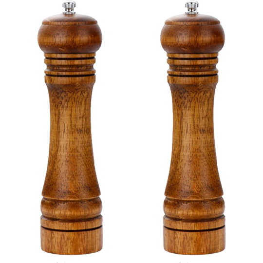2pcs Wood Salt And Pepper Grinder Pepper Mill And Salt Shaker Set Wooden With Ceramic Core medium