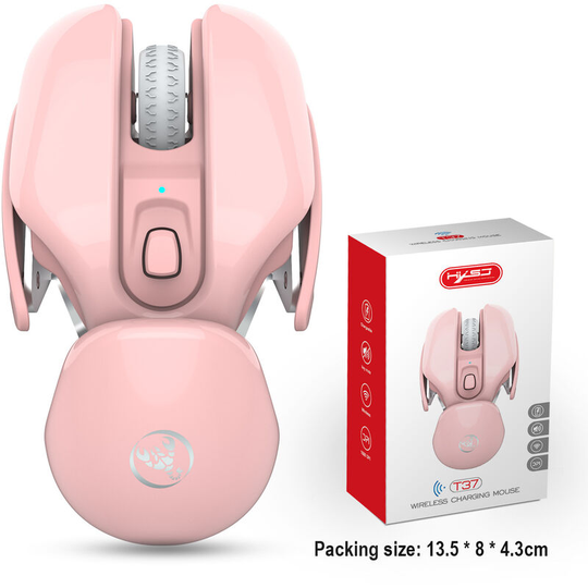 2.4G Wireless Desktop Mouse Rechargeable Optical Ergonomic Mouse Suitable for pc and Laptop Gaming ,Pink
