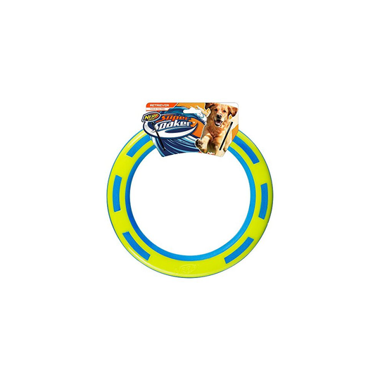 Nerf Dog Rubber & Foam Ring Dog Toy, Frisbee, Lightweight, Durable and Water Resistant, 9 Inch Diameter, for M