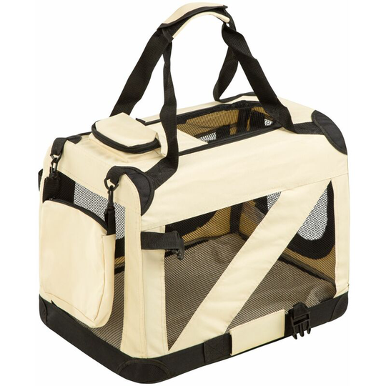 Dog crate foldable - dog cage, pet carrier, puppy crate - S / 50 x 35 x 35 cm - beige