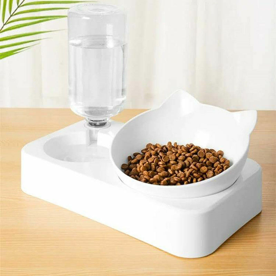Gravity Water and Food Bowls Cat, Cat Dog Tilted Water and Food Bowl Set-S