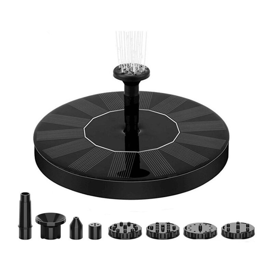 1W Outdoor Floating Solar Fountain, Solar Pond Pump with 6 Nozzles, for Bird Bath Aquarium Garden Fountain