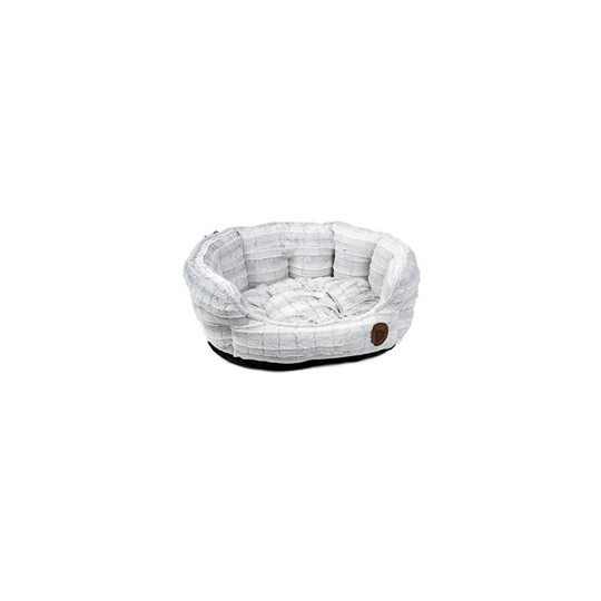 Petface Plush Oval Dog Bed, Medium, White