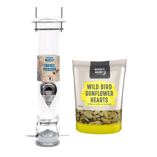 1 x Simply Direct Large Deluxe Wild Bird Seed Feeder with 0.9KG bag of Sunflower Hearts Feed