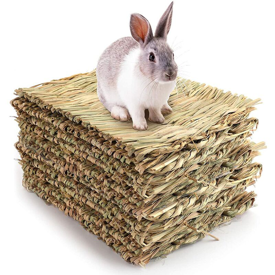 Rabbit Chew Toy Straw Mattress Guinea Pig Chinchilla Squirrel Hamster Cats Dogs and Small Animals Woven Mattress (10 Straw Mattress)