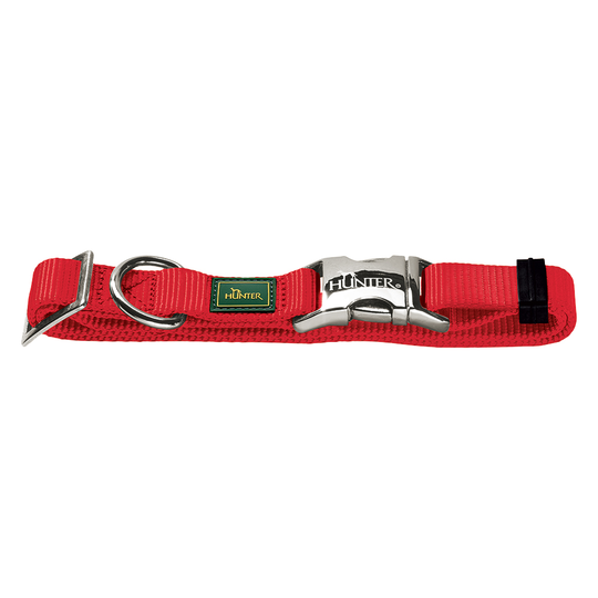 HUNTER Vario Basic Alu-Strong Dog Collar - Red - Size L: 45-65cm Neck Circumference