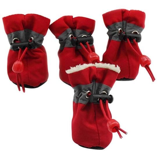 4 Pack Dog Boot,Paw Protector, Non-Slip Dog Shoes,These Comfortable Soft Sole Dog Boots Come with Reflective Straps (7,Red)
