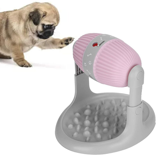 Freely Adjust Pet Dog Training Leak Food Toy Slow Feeder Bottom Non-Slip Mat for All Types of Dogs for(Pink)