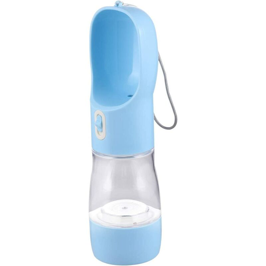 Portable Dog Water Bottle - Waterproof Dog Water Food Dispenser Lightweight Mug - Travel Dog Water Container for Dogs & Cats (Blue) - Langray