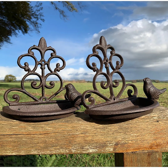 Cast Iron Wall Mounted Bird Feeder (Set Of 2)