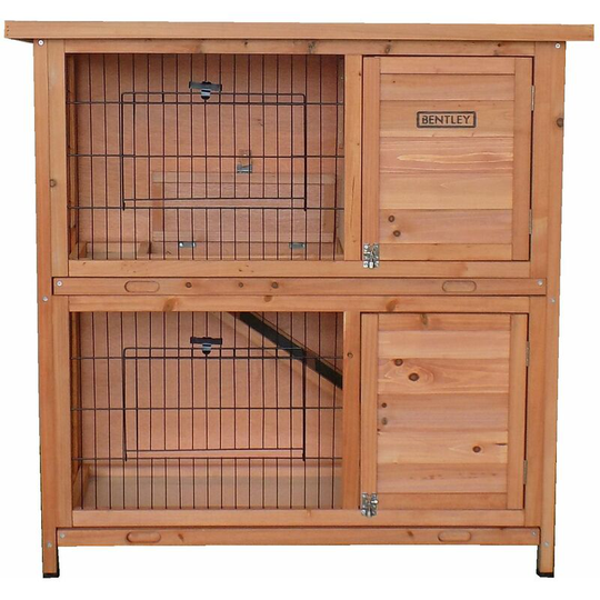 Charles Bentley - fsc Two Storey Pet Hutch with Tray Natural Wood - Brown