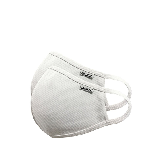 (White, 2pk) Antimicrobial 3-Layer Washable Mask