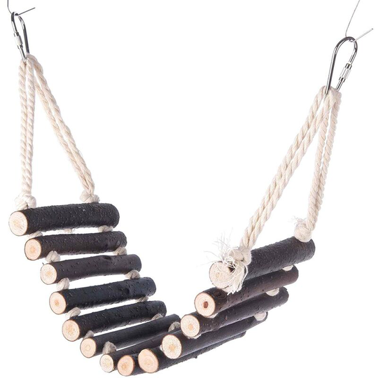 Lifcausal - Wooden Bird Ladder Bridge Naturals Rope Ladder Bird Toy 13 Steps Parrot Ladder 19.7inch Swing Bridge Bird Cage Accessories Bird Cage