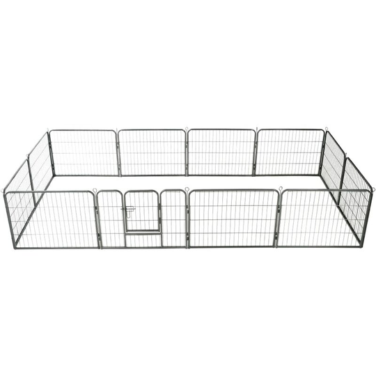 Dog Playpen 12 Panels Steel 80x60 cm Black - Black