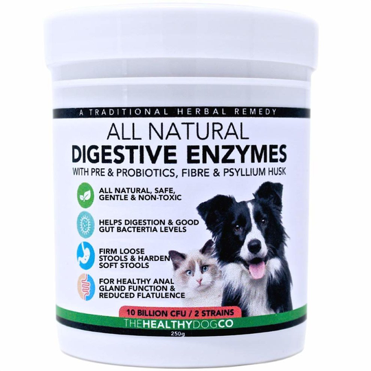 All Natural Digestive Enzymes for Dogs and Cats | 250g | Premium Digestion Support Supplements with Pre & Probiotics & Psyllium Husk to Aid with...