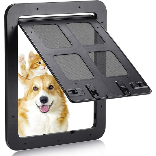 Pet Door for Dogs and Cats External Dimensions: 24 x 29 cm 4-Way Closure Mosquito Net for Small Dogs and Cats with a Circumference of Less than 60 cm
