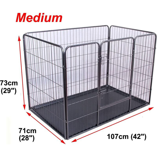 Middle Size Puppy Play Pen Dog Crate Whelping Box Rabbit Enclosure Dog Cage 6 Panel 107x71cm