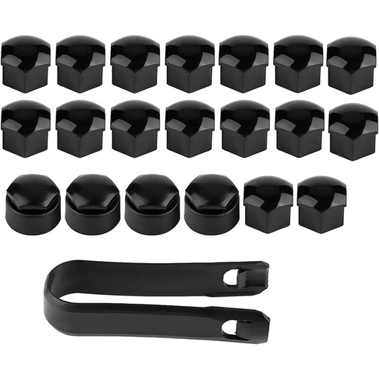 17mm Wheel Nut Caps, 20pcs 17mm Car Wheel Nut Auto Hub Screw Protection Anti-theft Cap with Removal Tool Set for (Black)
