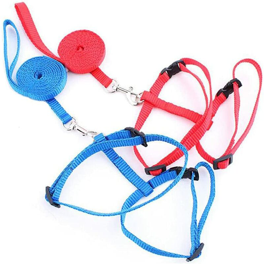 Modou - 2pcs Cat Harness and Leash Adjustable Cat Collar Escape Resistant Cat Safety Rope Cat Harness Kitten Harness Pet Kitten Vest Blue Red