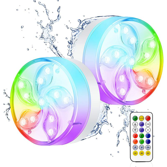 Betterlifegb - 2 Pack Hot Tub Lights, BR-Vie Waterproof Underwater Light, 11 LEDs rgb Submersible Pool Lights, Bath Spa Lights with rf Remote for