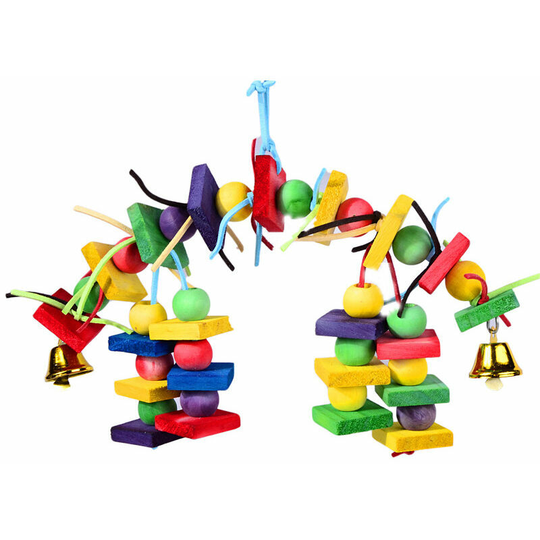 Morejieka - Natural Wood Multicolored Large Parrot Chew Toy - African Gray Parrot Bird Rip-off Toys (Multicolor)