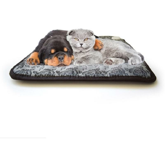 Pets Cat Cushion Dog Heating Mat, Heating Blanket Thermal Mat Ideal for Cat & Dog, Letters Silver Edge, Grey, 45*45cm, 1 Piece