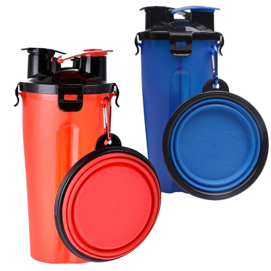 GEEZY Dog & Cat Travel Water Bottle Foldable Bowl Food Container Outdoor Pet Feeder