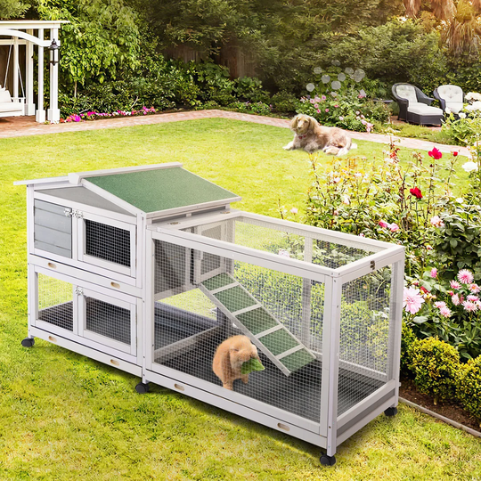 Wooden Rabbit Hutch Outdoor Bunny Cage