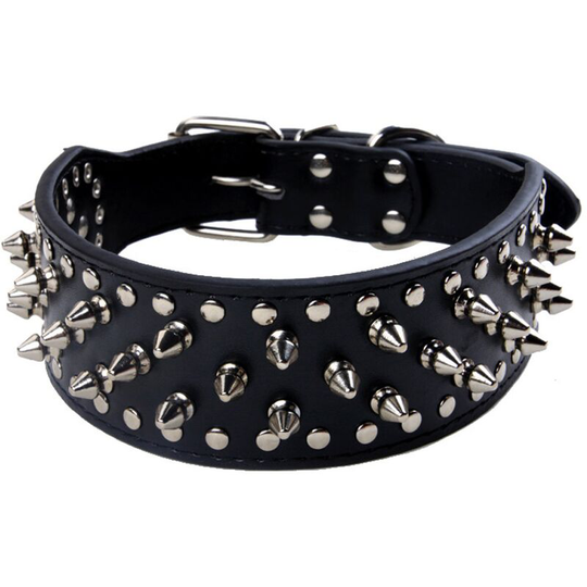 Rocky dog collar. Handmade. German Shepherd French Bulldog, 5cm wide, 100% leather, quilted, 7 sizes