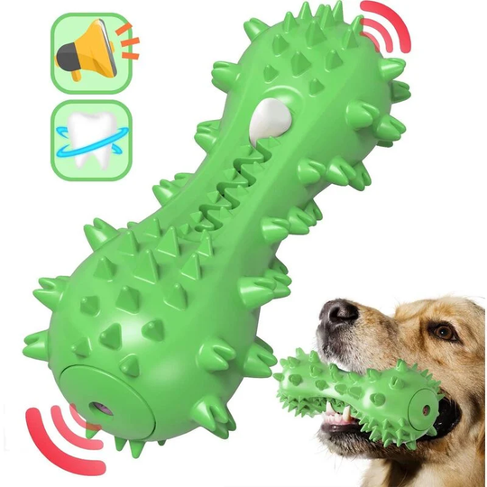 Litzee - Dog Toothbrush Chew Toy, Dog Squeaky Toys, Teeth Cleaning Dental Toys for Aggressive Chewers for Small Medium Large Dogs Puppy (Green)