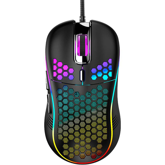 Wired usb Gaming Mouse 4800 dpi 6 Buttons Adjustable Honeycomb Hole Mechanical Mouse with Colorful Light for pc Computer Gamer Black