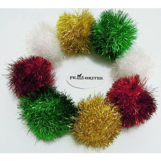 Sparkle Ball Cat Toy, Interactive Glitter Pom Pom Cat Toy Balls for Kittens, Bulk Pack.