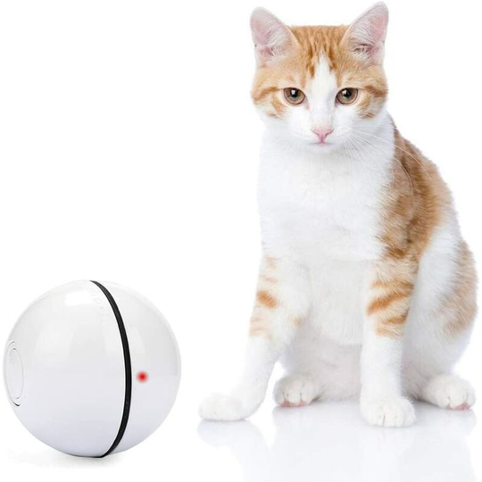Cat Toys for Indoor Cats Kittens Training, Interactive 360° Self-Rotating Cat Ball, usb Rechargeable Smart Wicked Ball with led Flash Light(White)