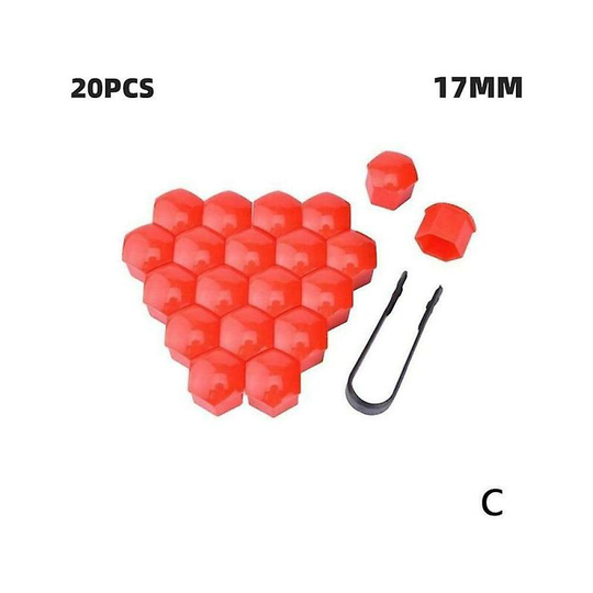 20pcs/lot 17MM/19/21MM Car Wheel Nut Caps abs Auto Trim Tyre Wheel Nut Cover Screw Bolt Protection Covers Screw Protector,Red17MM Thsinde