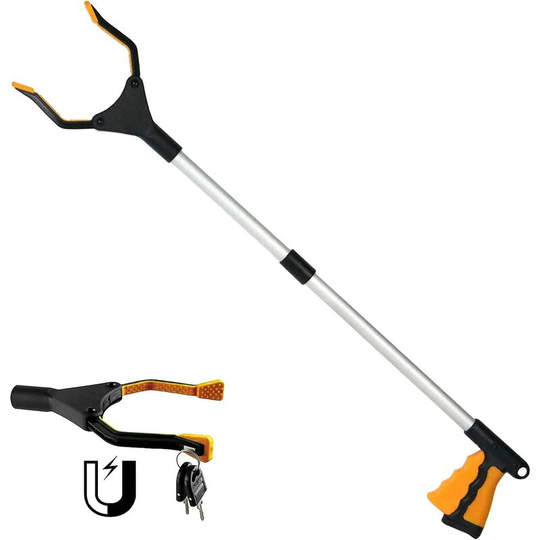 Scavenger Tools (Orange), 82 Grab Tools Foldable Extension Clamp with Magnetic Tips for Seniors, Disabled, Garbage Pickup, Yard Waste
