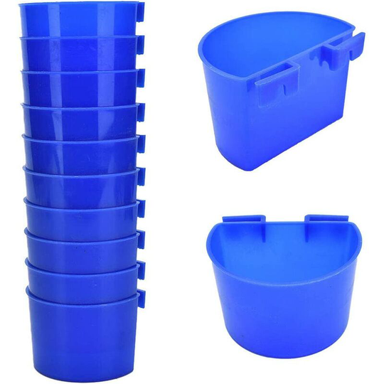 10 Pack Hanging Bird Cage Cups Rabbit Feeders Food Dish for Cages Chicken Water Cups Pet Bowl with Hooks Plastic Feeder and Drinker for Pigeon
