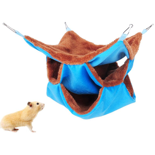 Hamster Hammock Cage Accessories Hanging Fleece Bed Swing Bag for Sugar Glider Guinea Pig, blue