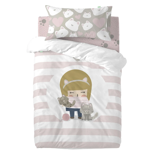 Yost Pink White 150 TC Duvet Cover Set