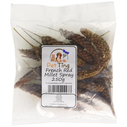 Pet Ting French Red Millet Sprays 250g - Bird, Parrots and Small Animal Treat