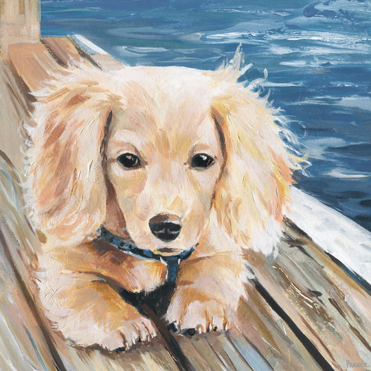 'Cuddly Puppy' by Parvez Taj Painting on Wrapped Canvas