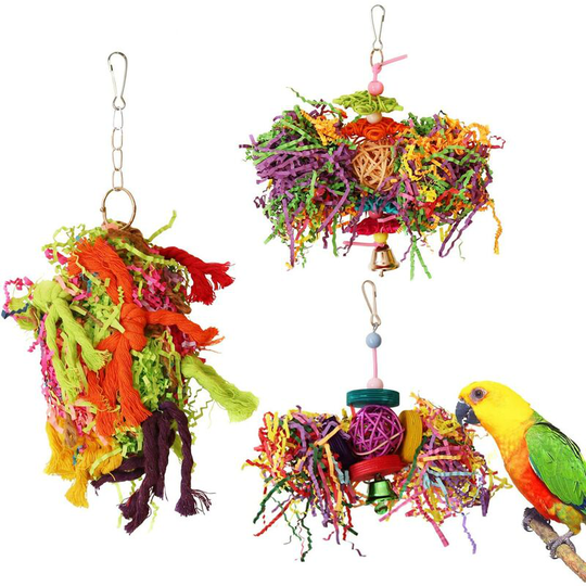 Bird Chewing Toys Parrot Cage Shredder Toy Foraging Hanging Toy(3 Pack)