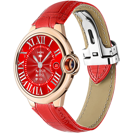 Smart Watch 1.32inch BT Smart Watches Touch Answer Make Call Waterproof Fitness Activity Tracker Watch with Heart Rate Blood Pressure, Red - Red