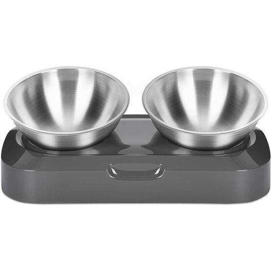 Cat Bowl, 15° Tilted Cat Bowl Anti-Vomiting Neck Protective Non-Slip Raised Cat Bowl - Adjustable Pet Food Bowl