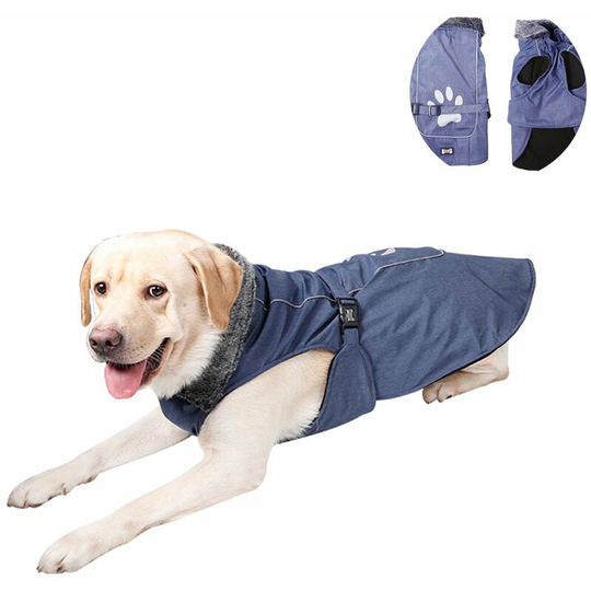 Perle Raregb - Autumn and Winter Clothes Pet Reversible Dog Jacket Waterproof Golden Retriever Dog Clothes Autumn and Winter Clothing Blue xl-